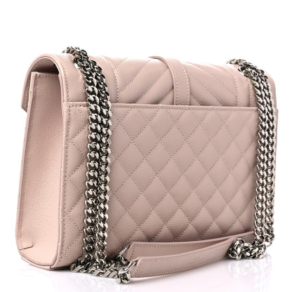 Saint Laurent Grain De Poudre Textured Mixed Matelasse Medium Triquilt Monogram Satchel Marble Pink 3 of 11