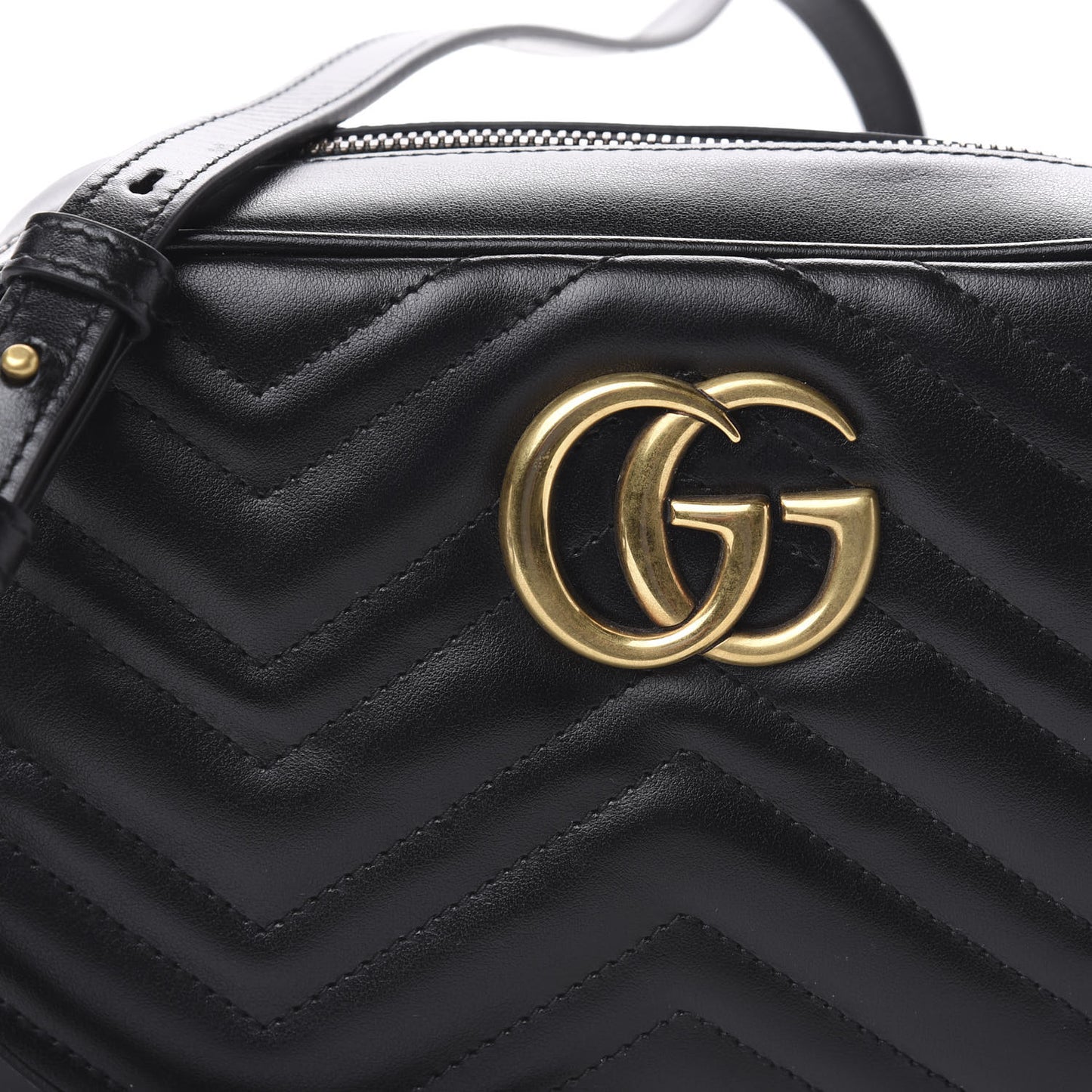 Calfskin Matelasse Small GG Marmont Chain Shoulder Bag Black