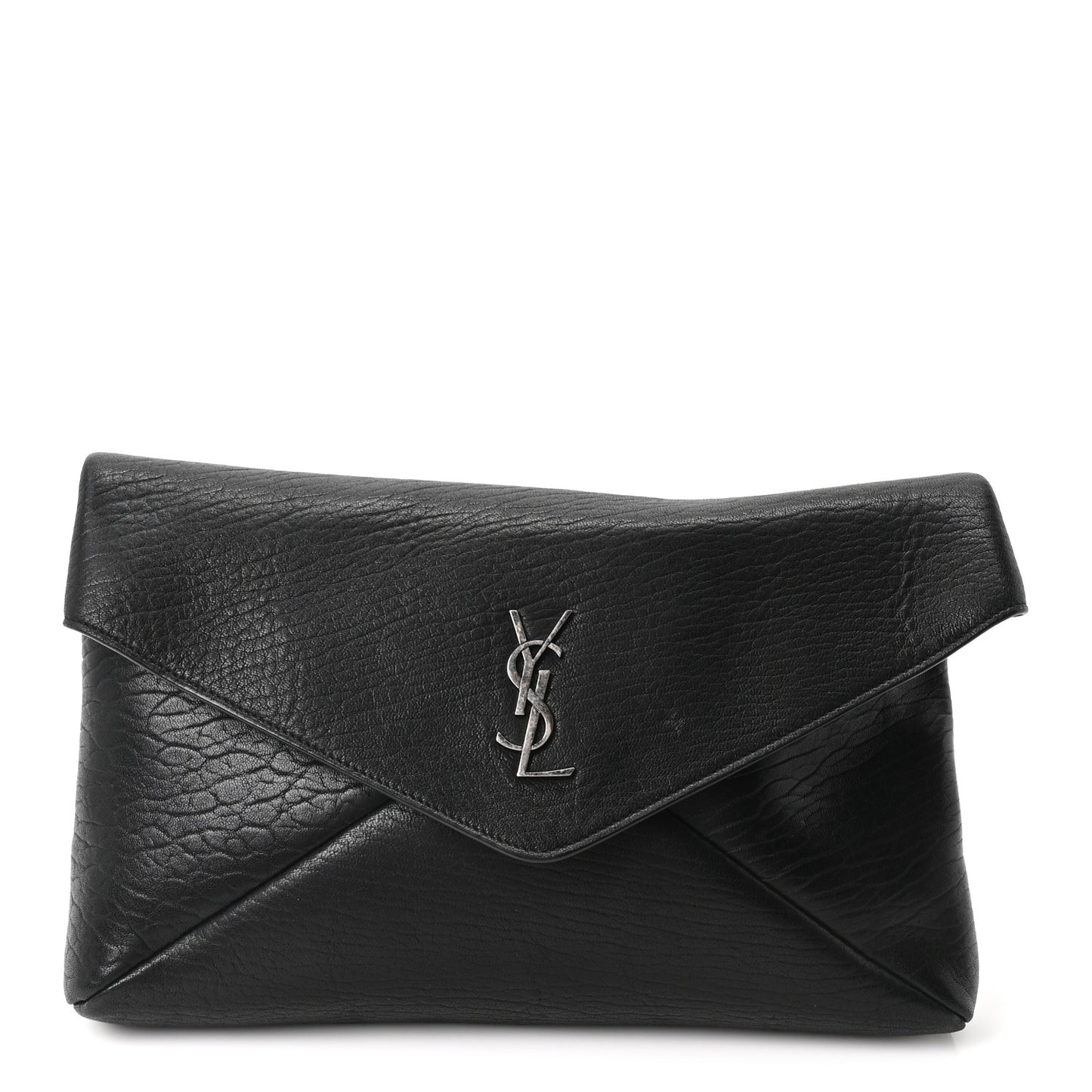 Grained Lambskin Small Cassandre Envelope Pouch Black