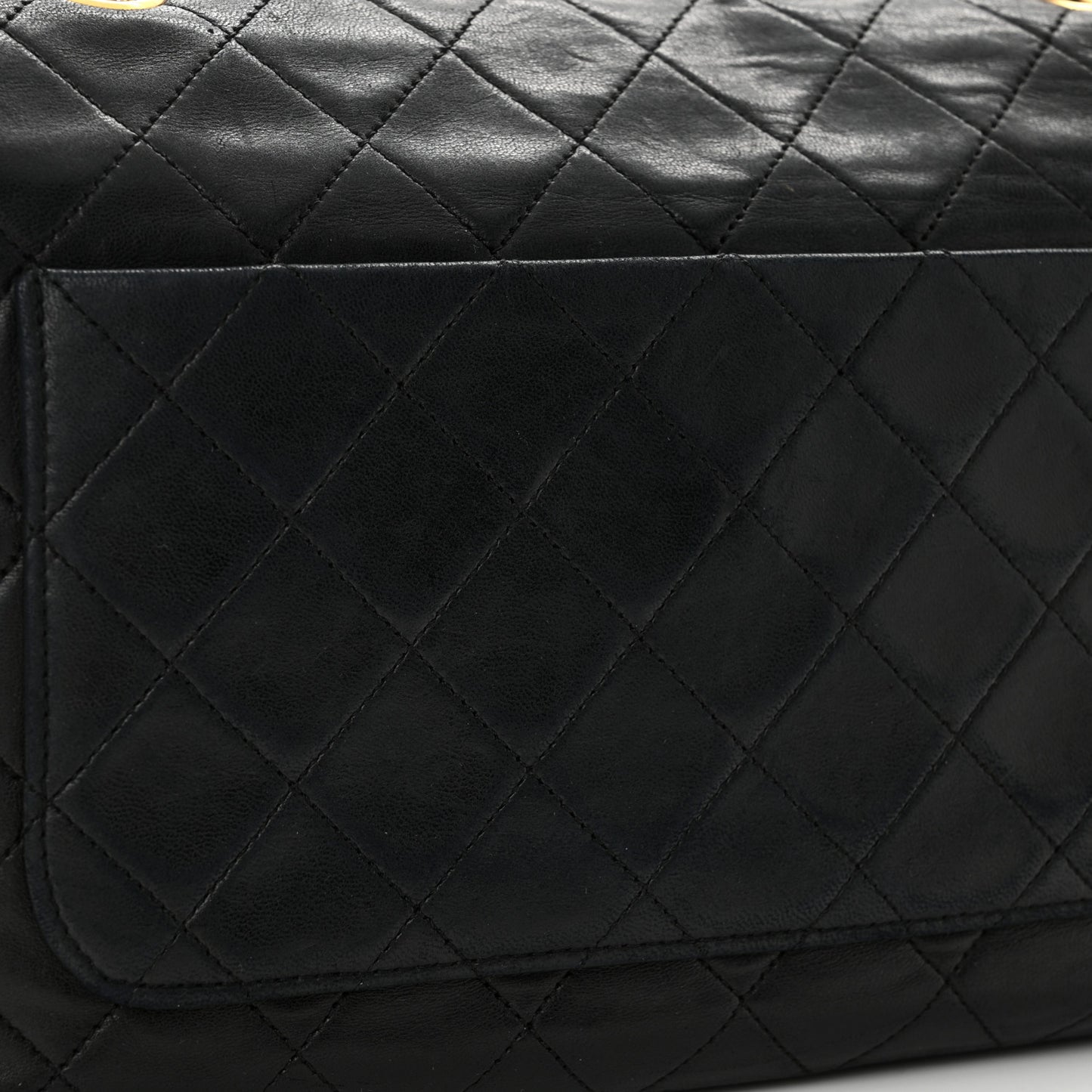 Lambskin Quilted Medium Single Flap Black