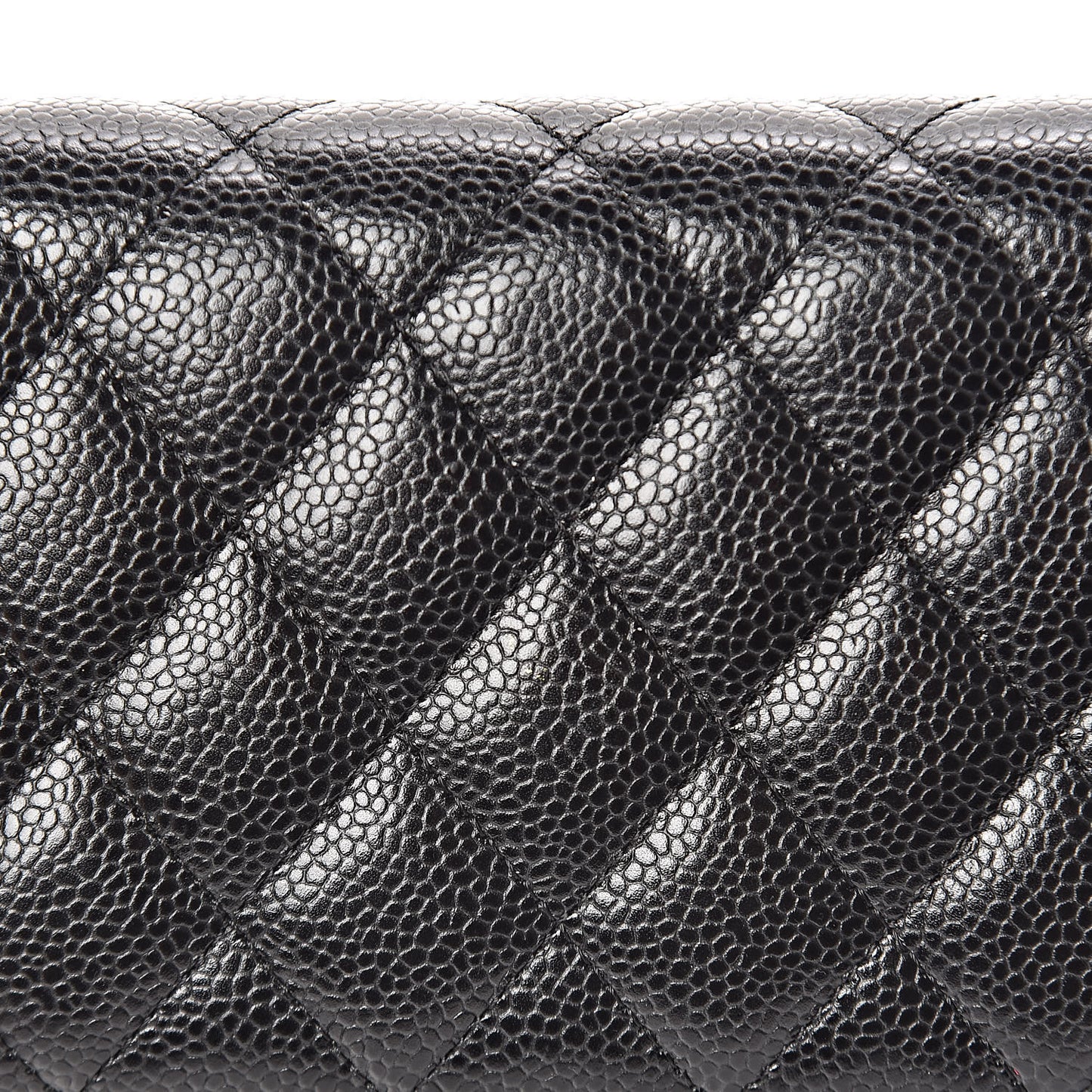 Caviar Quilted Large Gusset Flap Wallet Black