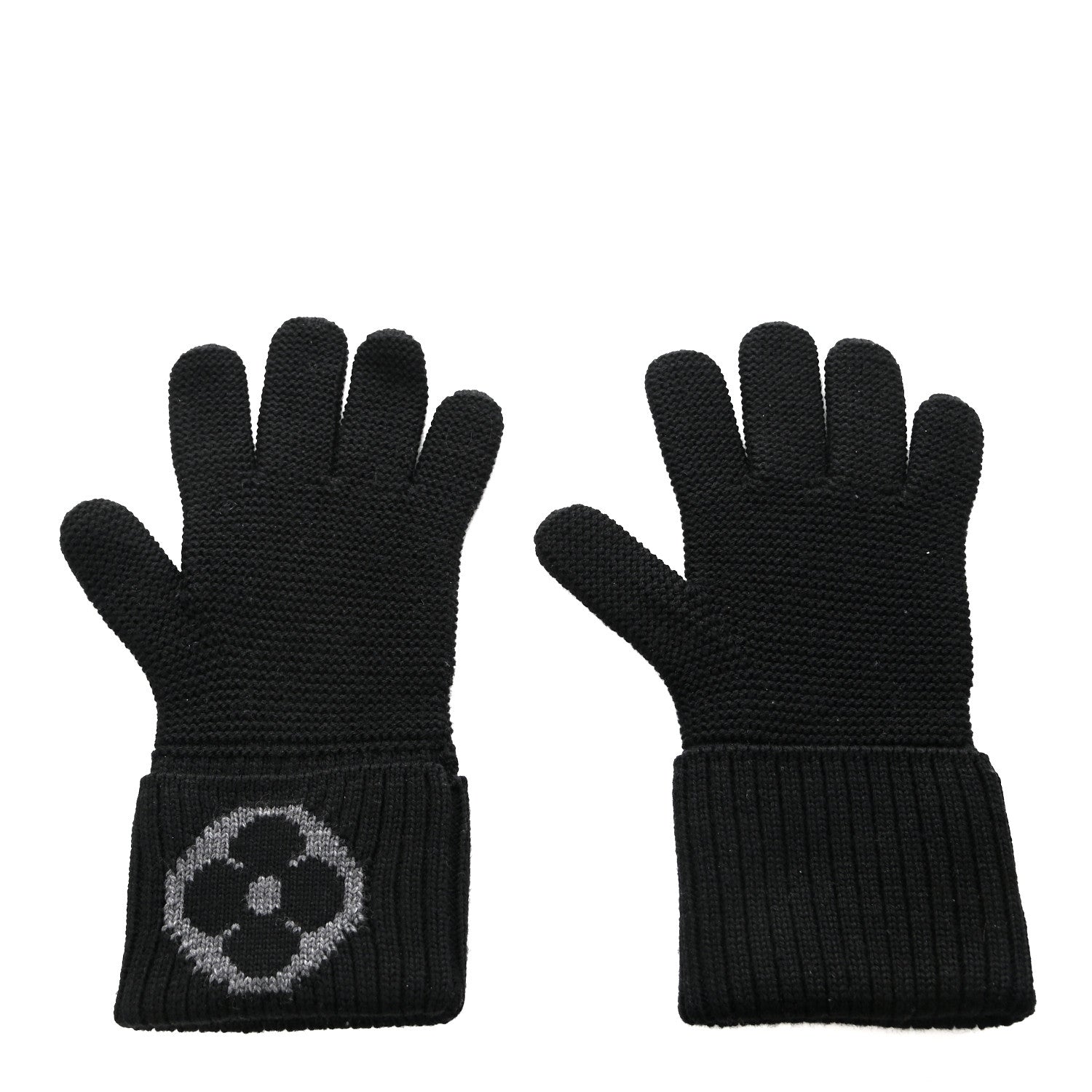 Louis Vuitton Wool Logo Gloves Black 2 of 4