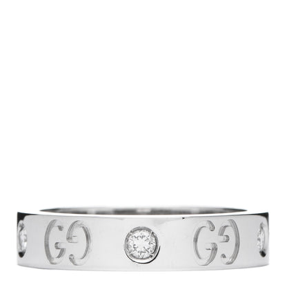 Gucci 18K White Gold Diamond Icon Band Ring 48 4.5 3 of 4