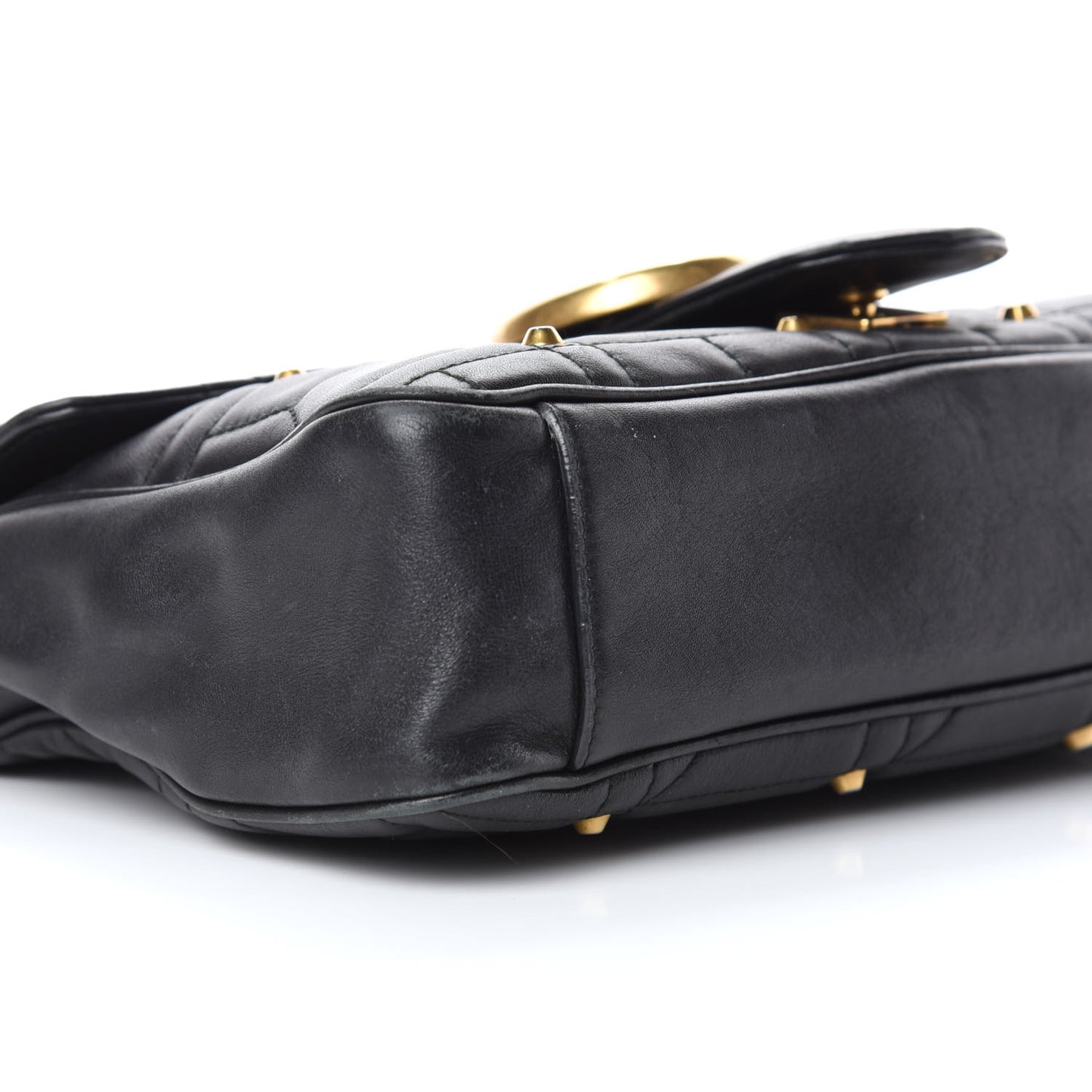 Calfskin Matelasse Studded Medium GG Marmont Shoulder Bag Black