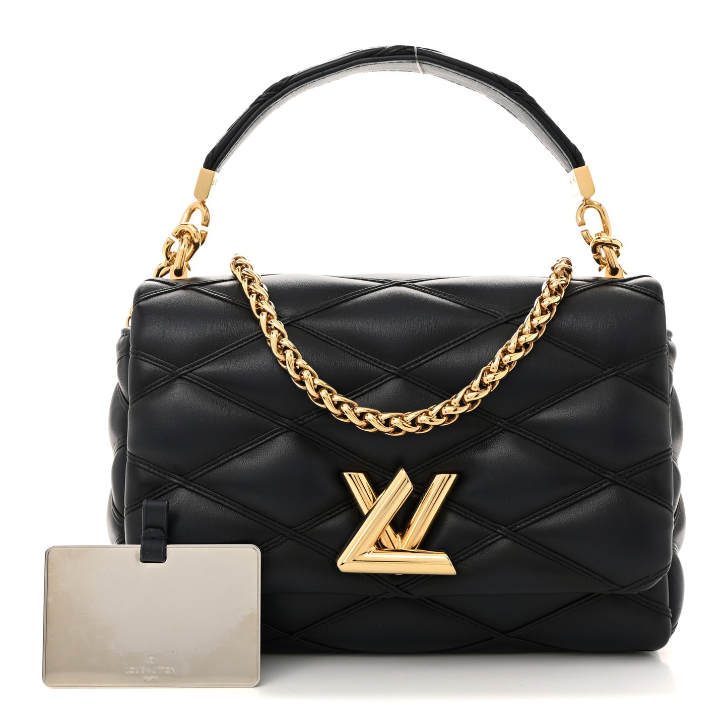 Lambskin Malletage Top Handle GO-14 MM Bleu Marine