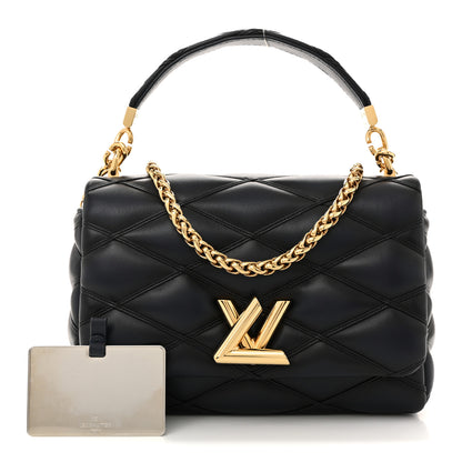 Louis Vuitton Lambskin Malletage Top Handle GO-14 MM Bleu Marine 3 of 12