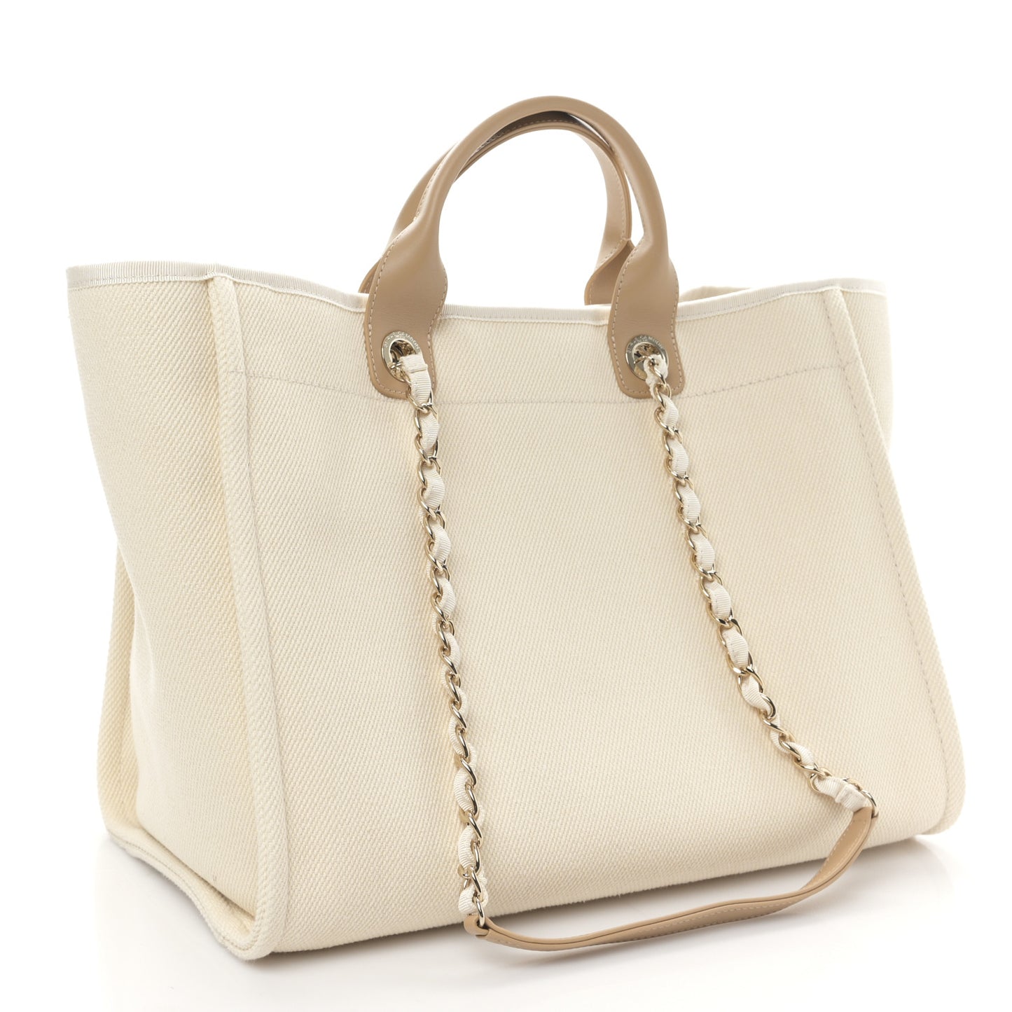 Canvas Pearl Medium Deauville Tote Ecru Beige