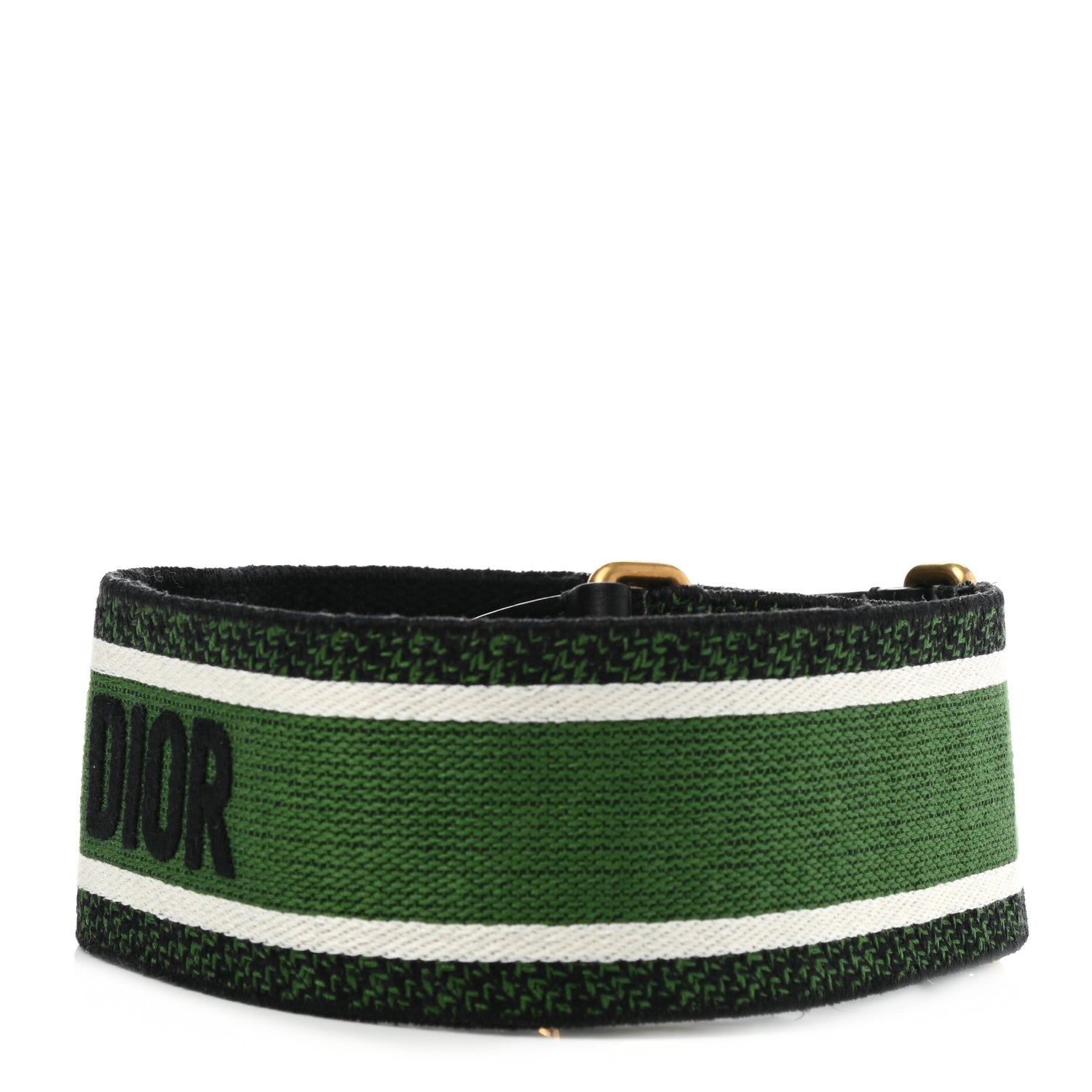 Christian Dior Canvas Embroidered Shoulder Strap Green 2 of 5