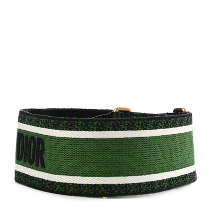 Christian Dior Canvas Embroidered Shoulder Strap Green 2 of 5