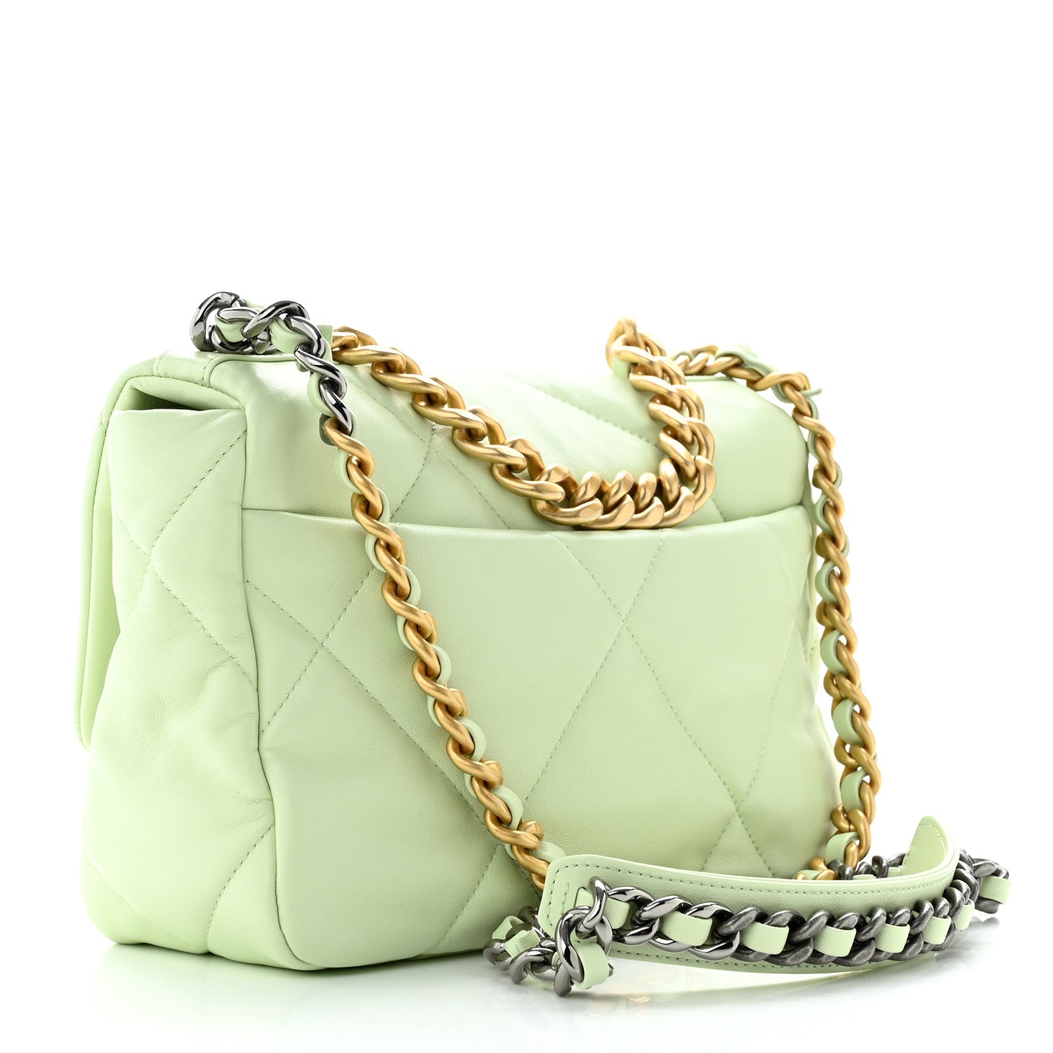 Chanel Lambskin Quilted Medium Chanel 19 Flap Light Green 3 of 10