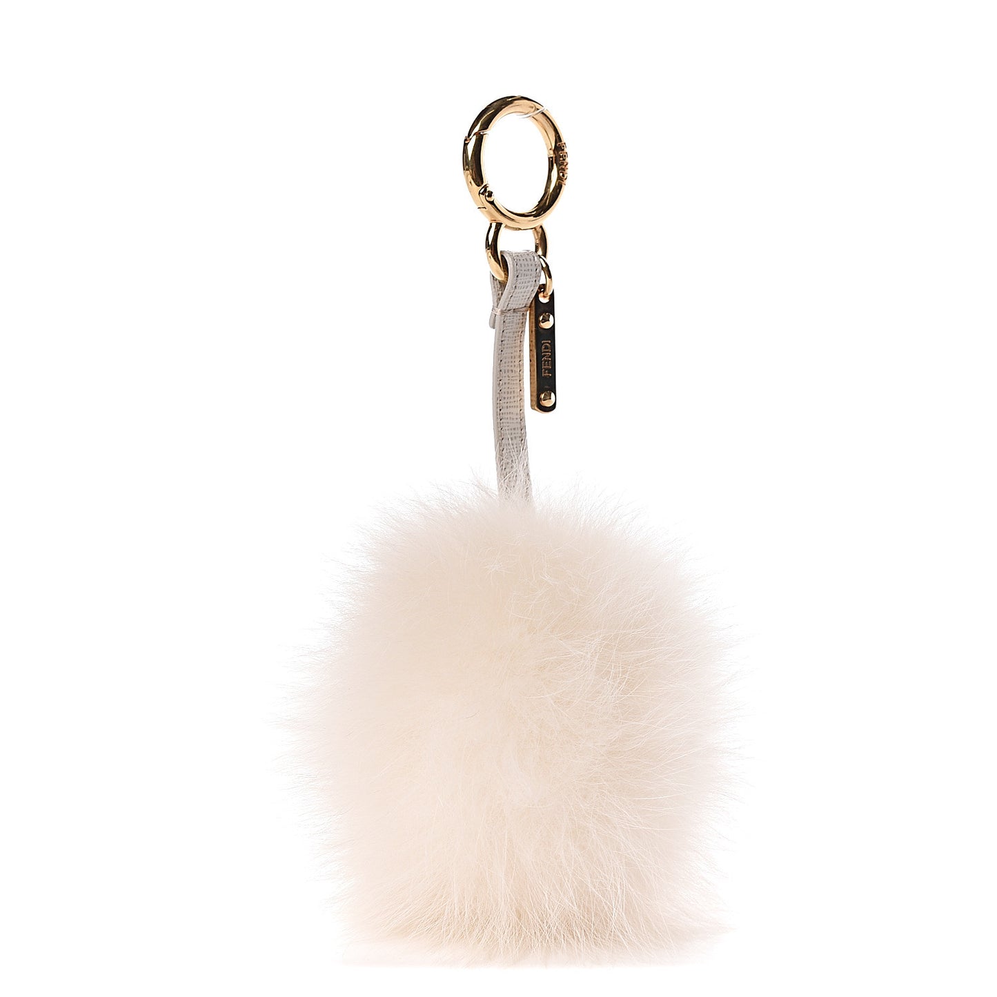Fox Fur Pom Pom Bag Charm White