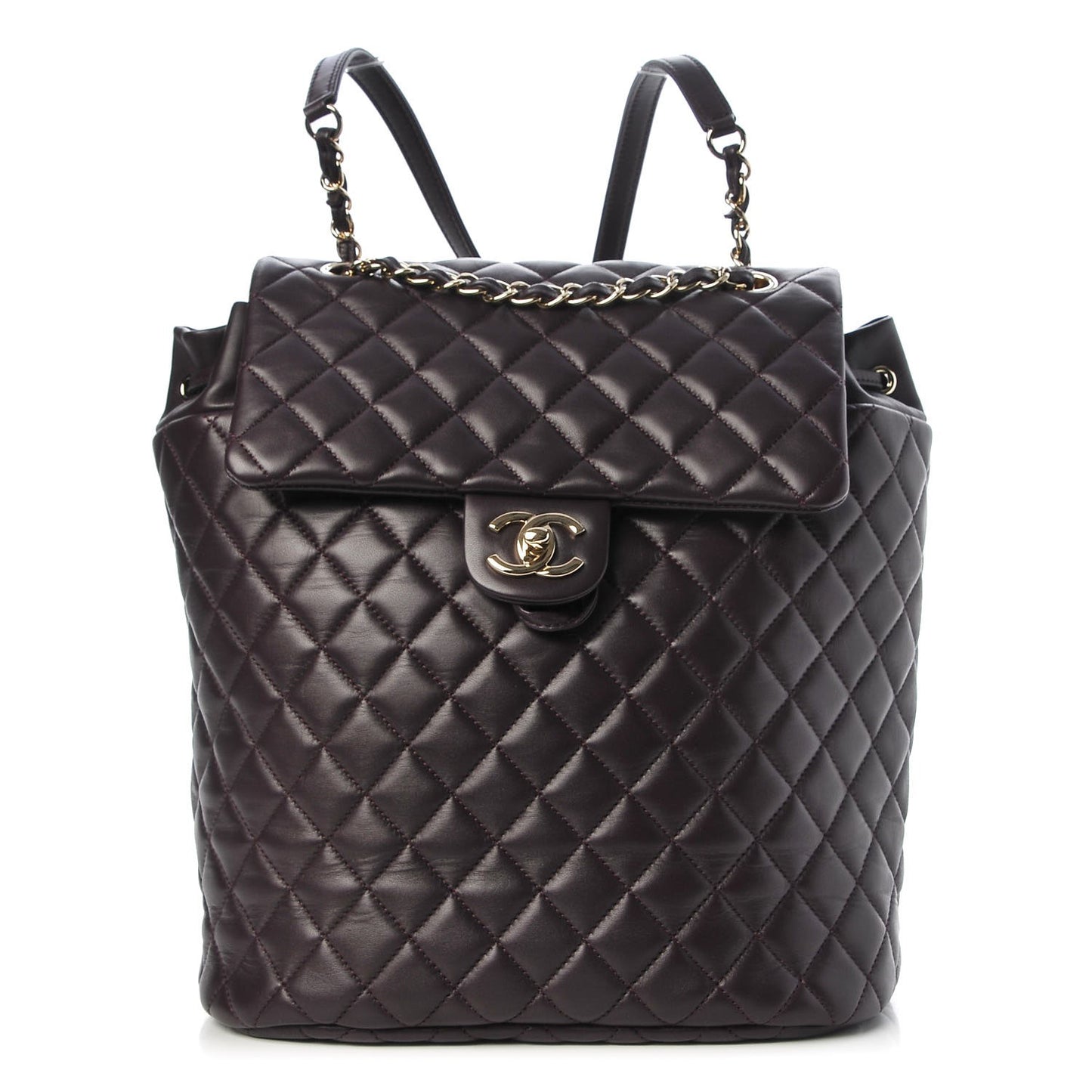 Lambskin Quilted Large Urban Spirit Backpack Dark Purple