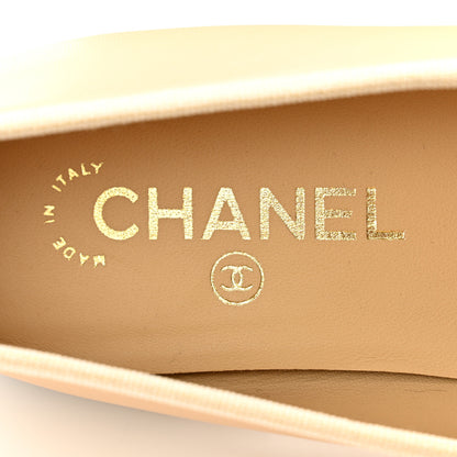 Chanel Lambskin Cap Toe CC Ballerina Flats 38 Beige Black 6 of 9