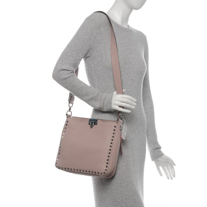 Valentino Garavani Pebbled Calfskin Small Rockstud Flip-Lock Messenger Bag Poudre 2 of 6