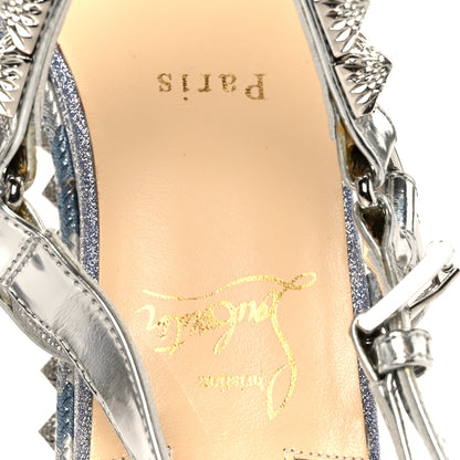 Christian Louboutin Glitter Pira Ryad 60 Platform Sandals 39 Silver Blue 7 of 9