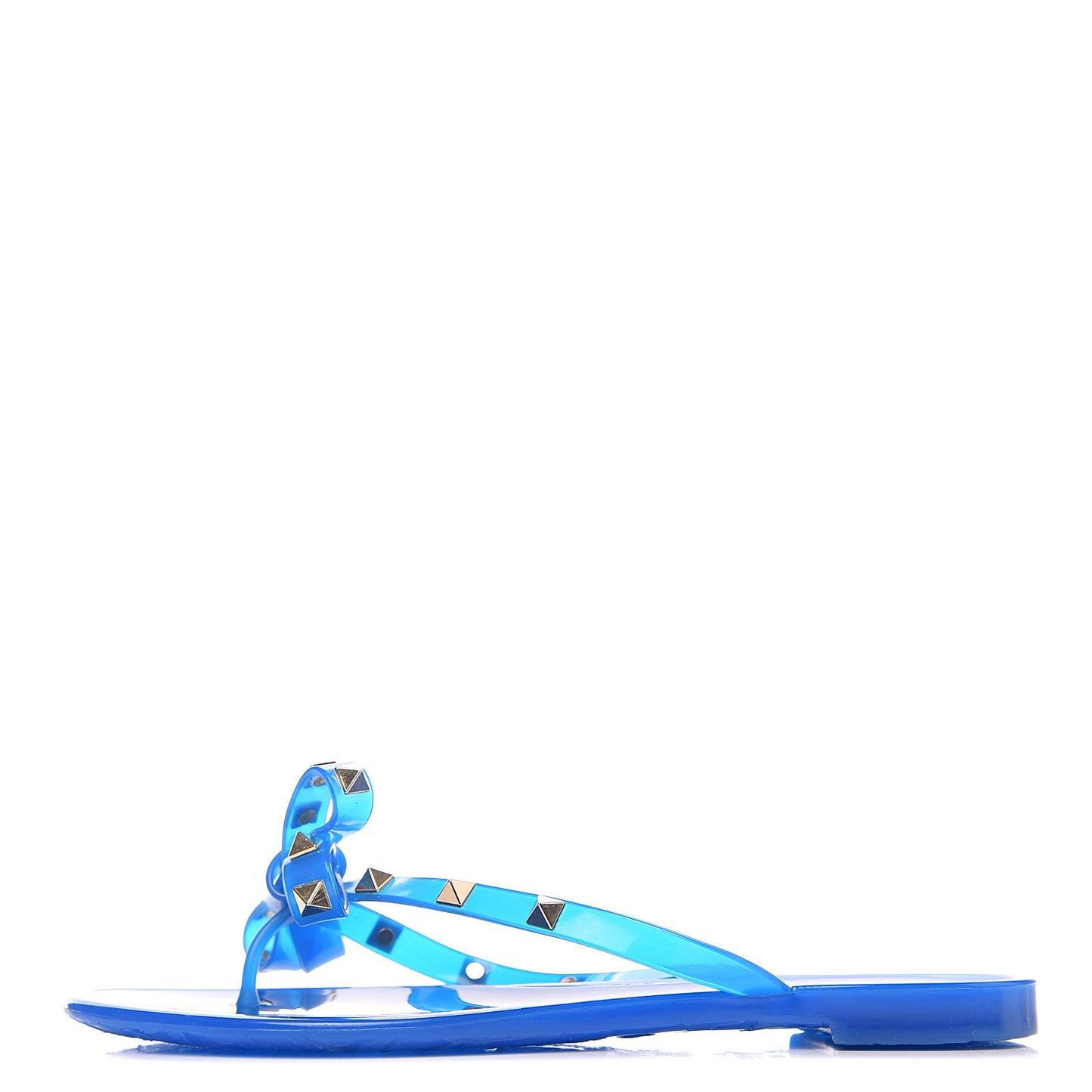 PVC Jelly Rockstud Bow Thong Sandals 37 Blue Fluo