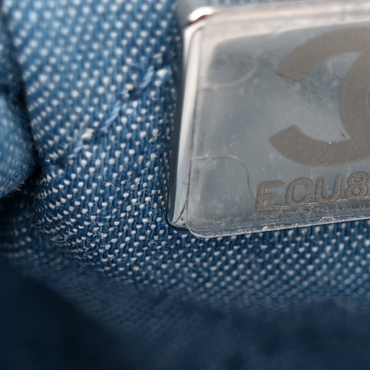 Denim Quilted Chanel 22 Backpack Blue