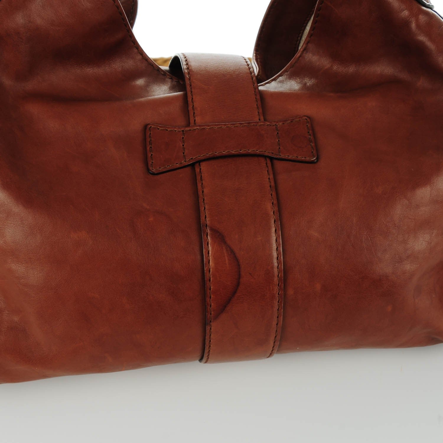 Gucci Washed Calfskin Medium Soft Stirrup Shoulder Bag Brown 5 of 8