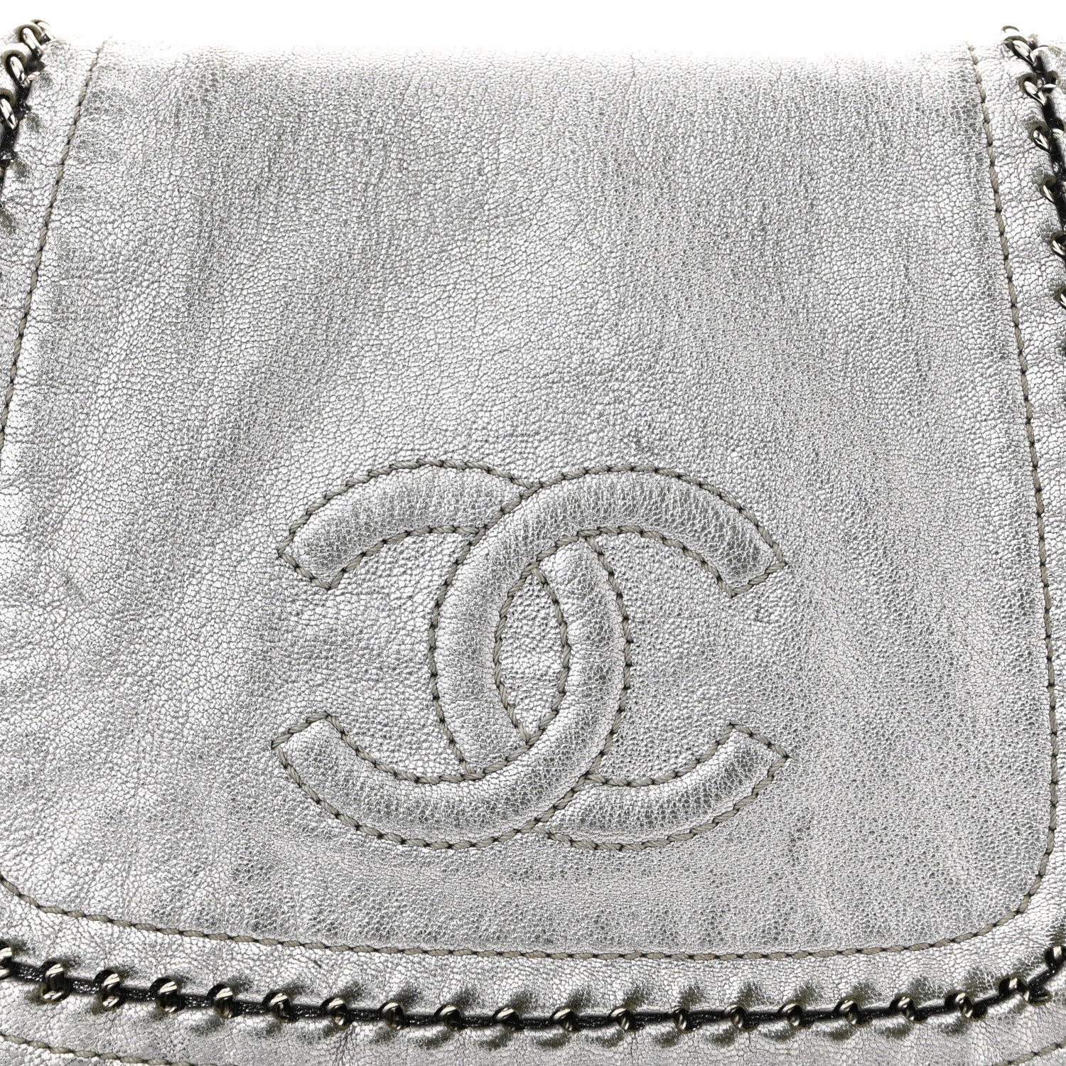 Chanel Metallic Deerskin Luxe Ligne Flap  Silver 8 of 12