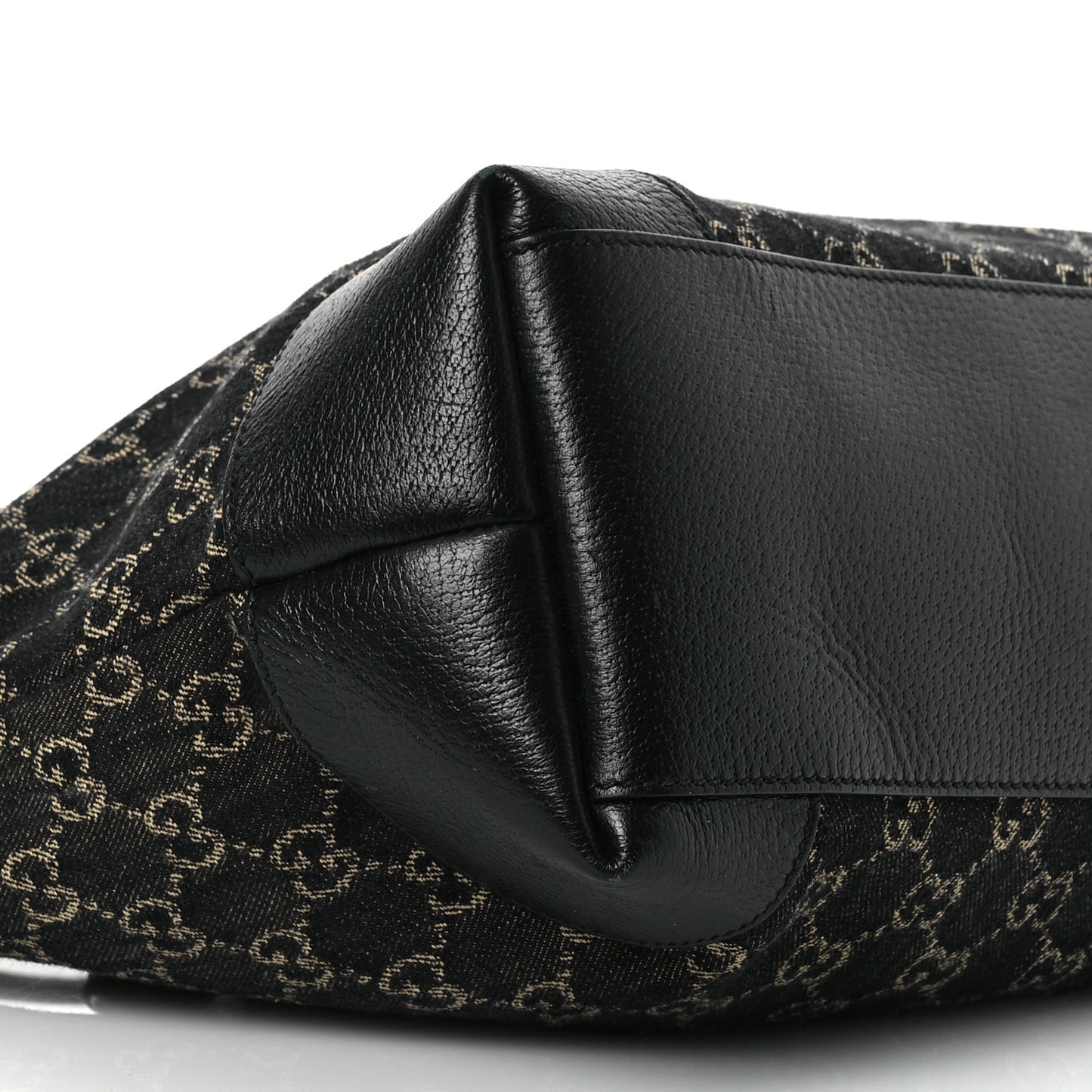 Jacquard Black Denim GG Monogram Medium Ophidia Shopping Tote Black Ivory