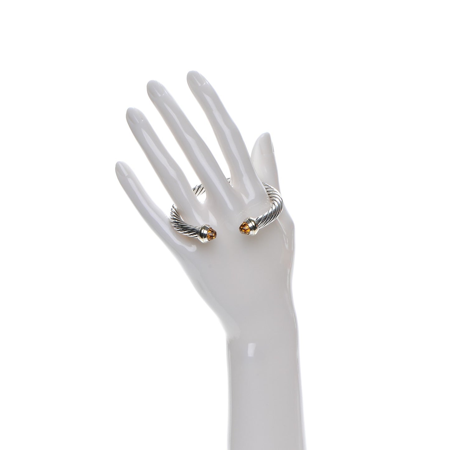 Sterling Silver 14K Yellow Gold Citrine 7mm Cable Classics Bracelet