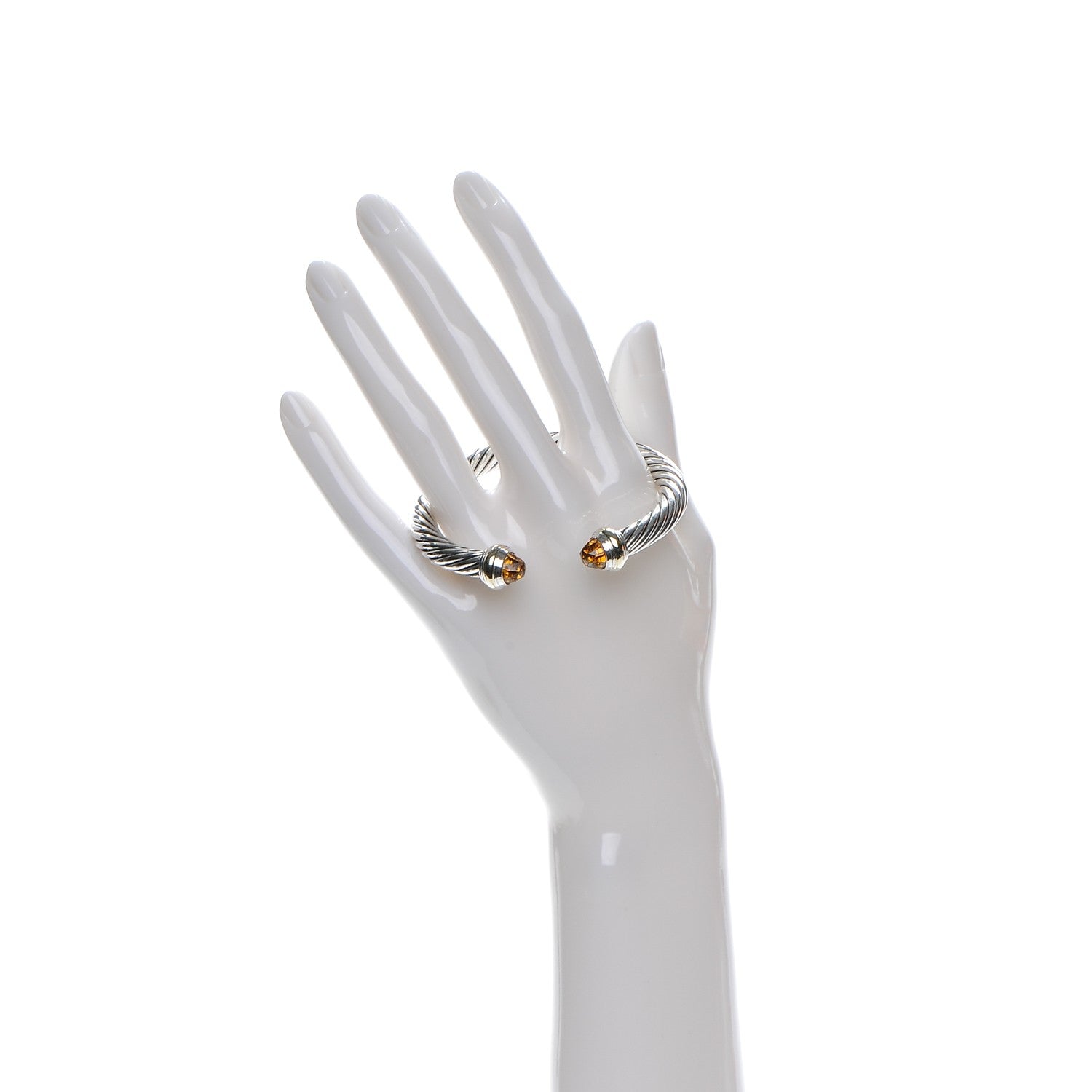 David Yurman Sterling Silver 14K Yellow Gold Citrine 7mm Cable Classics Bracelet 2 of 4