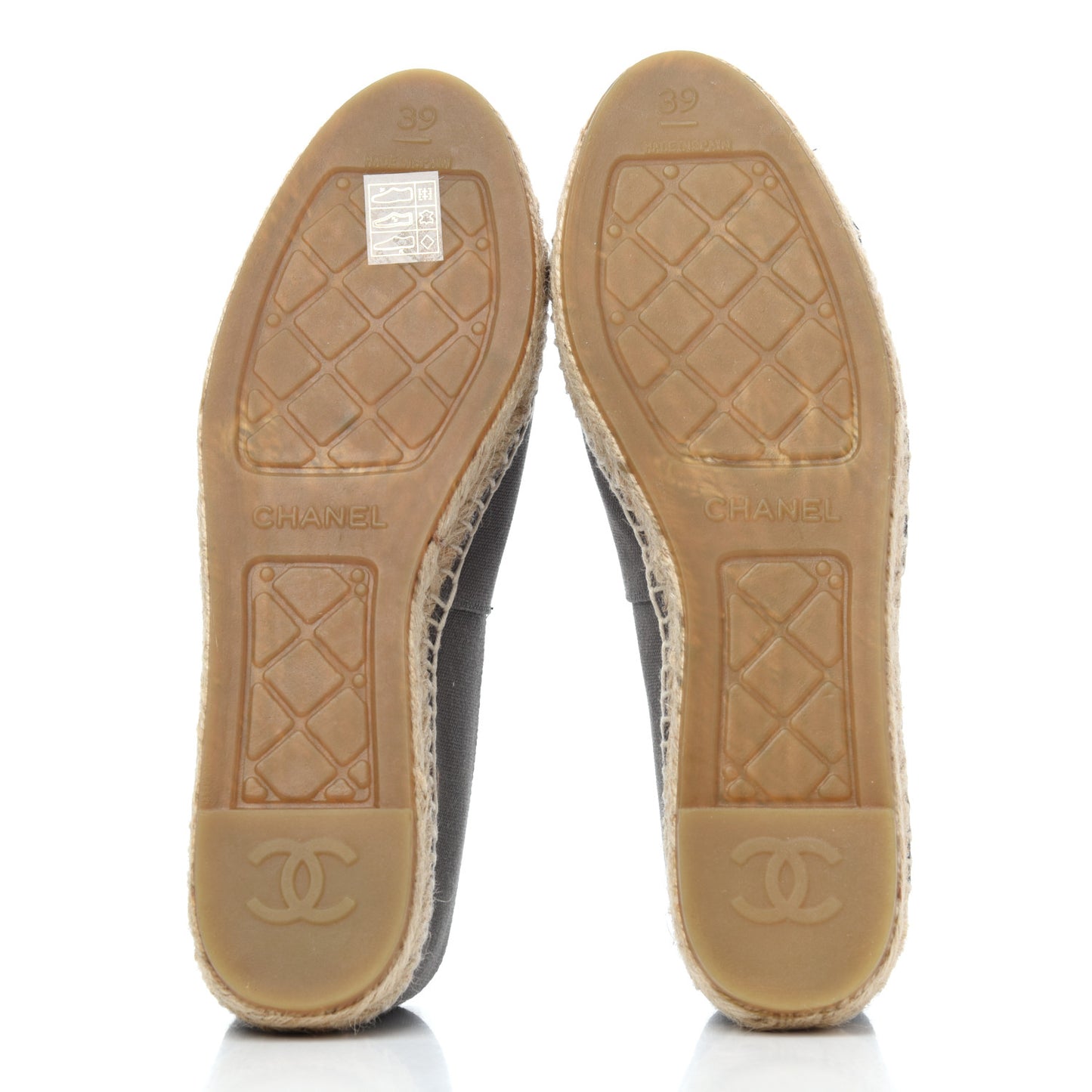 Canvas Grosgrain CC Espadrilles 39 Grey Black