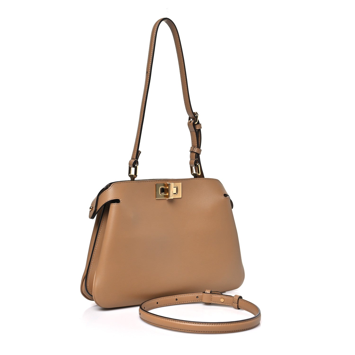 Fendi Vitello Small Soft Peekaboo Satchel Cappuccino 3 of 12