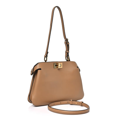 Fendi Vitello Small Soft Peekaboo Satchel Cappuccino 3 of 12