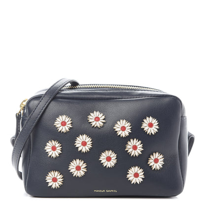Mansur Gavriel Lambskin Floral Double Zip Crossbody Blue White 1 of 9