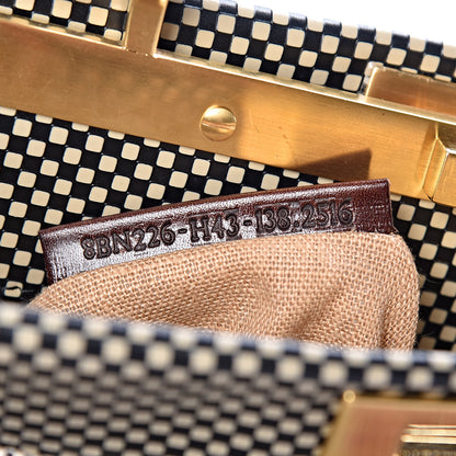 Fendi Canvas Calfskin Embroidered Medium Peekaboo Iconic Satchel Black Beige Multicolor 8 of 10