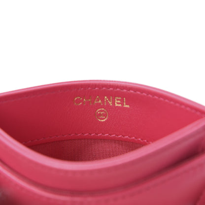 Chanel Shiny Goatskin Quilted 19 Card Holder Dark Pink 7 of 10