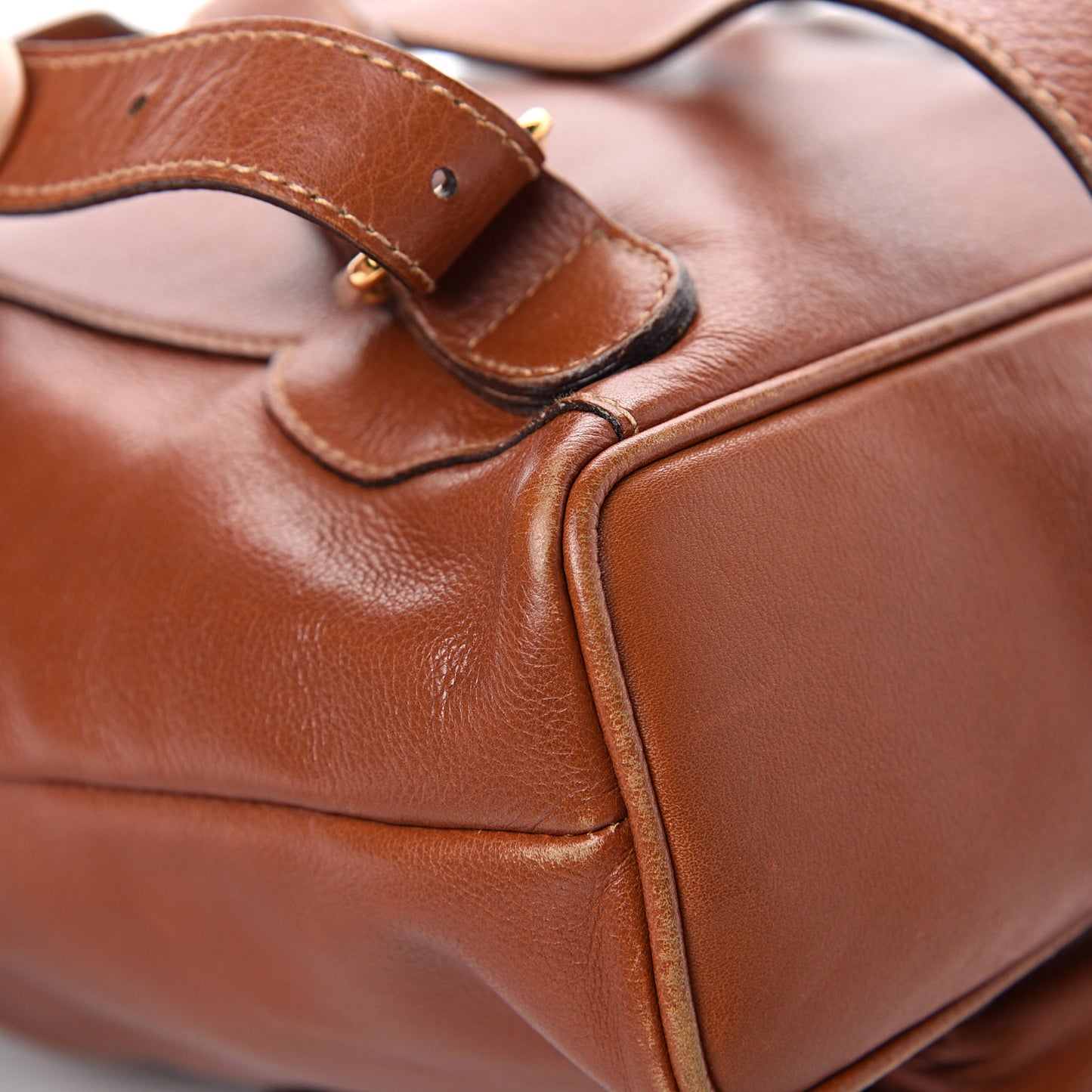 Calfskin Bamboo Backpack Brown