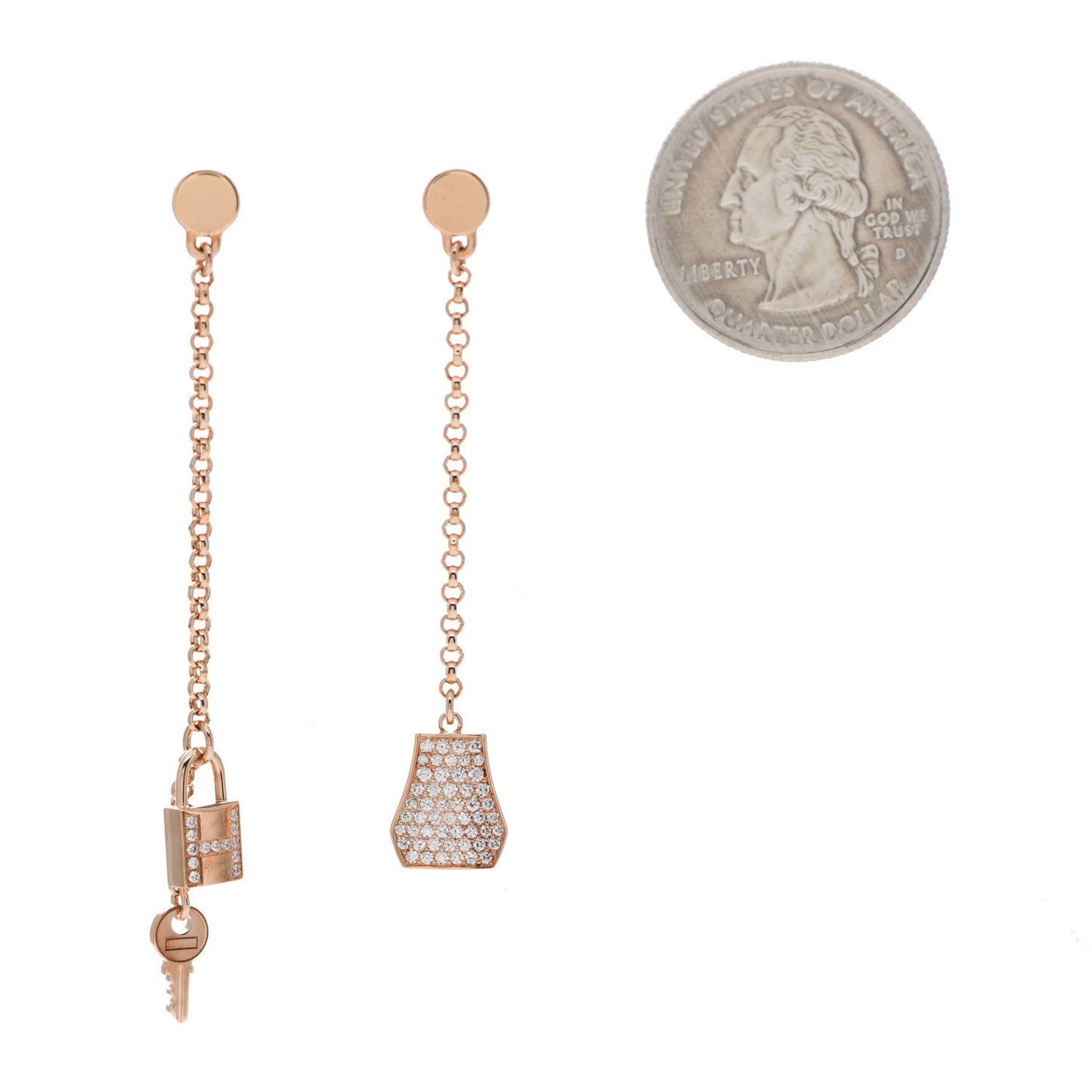 18K Rose Gold Diamond Kelly Clochette Drop Earrings