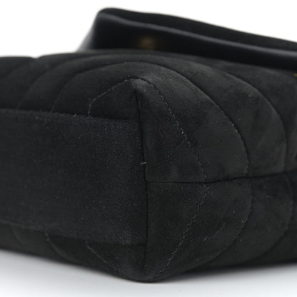 Saint Laurent Suede Y Quilted Monogram Toy Loulou Crossbody Bag Black 11 of 12