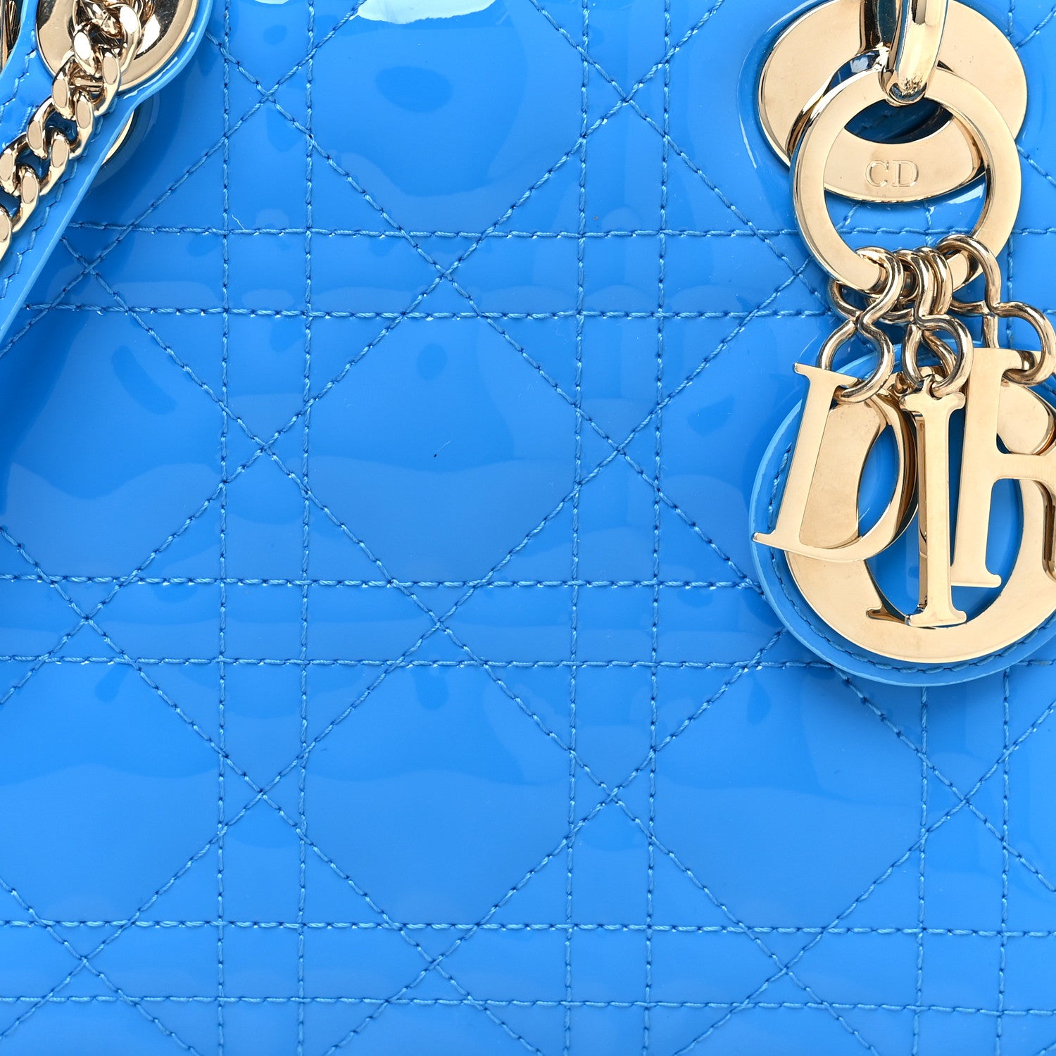Christian Dior Patent Cannage Mini Lady Dior Blue 8 of 11