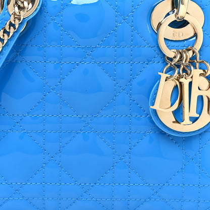 Christian Dior Patent Cannage Mini Lady Dior Blue 8 of 11