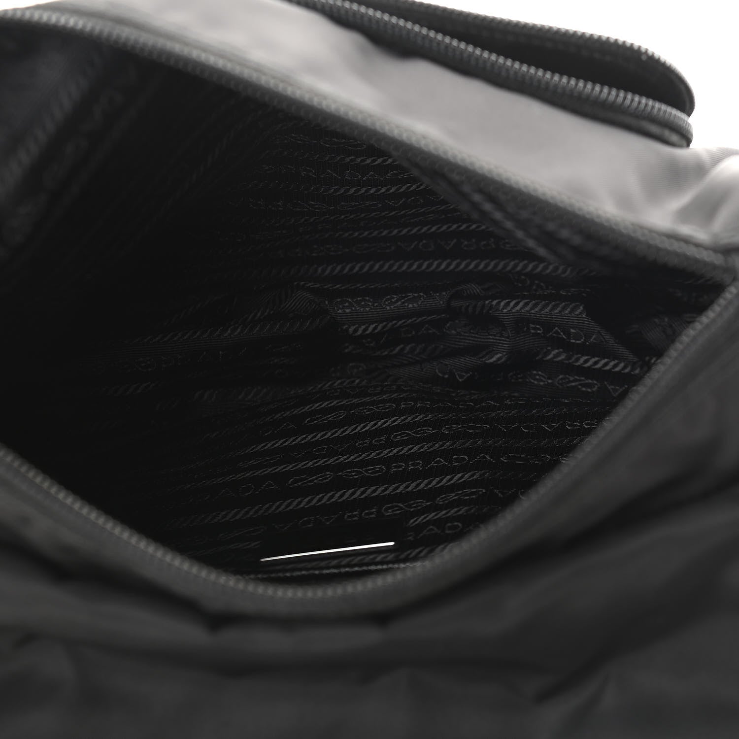 Prada Nylon Vela Saffiano Single Buckle Messenger Shoulder Bag Black 5 of 9