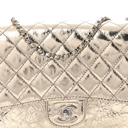 Chanel Metallic Crackled Calfskin Medium Clam's Pocket Flap Gold 10 of 14