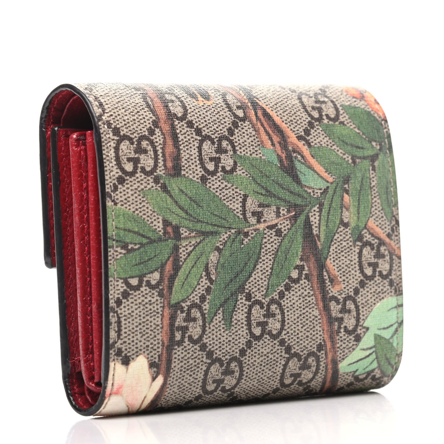 Gucci GG Supreme Monogram Tian Padlock Wallet Beige Multicolor Red 3 of 8