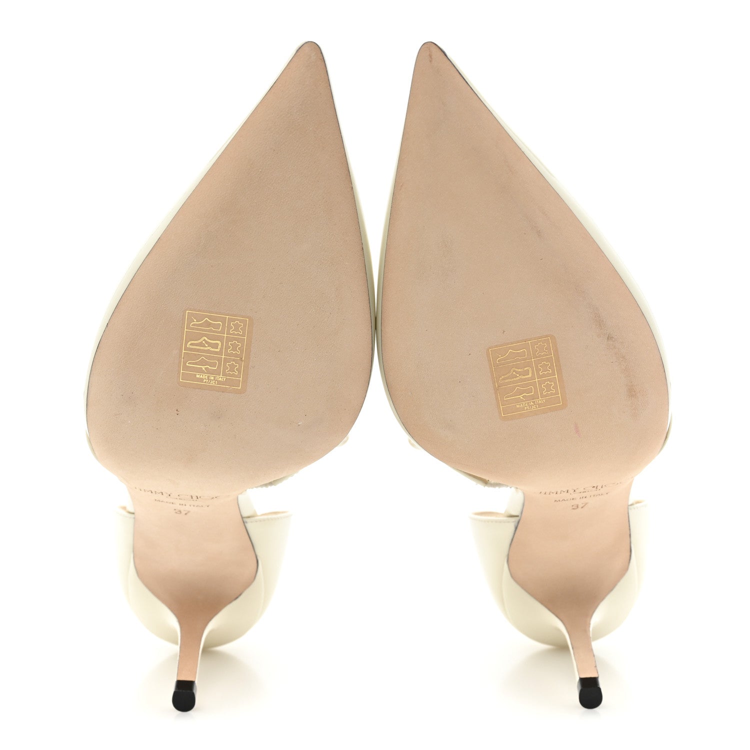 Jimmy Choo Patent Pearl Embellished Aurelie 65 Pumps 37 Latte White 5 of 8