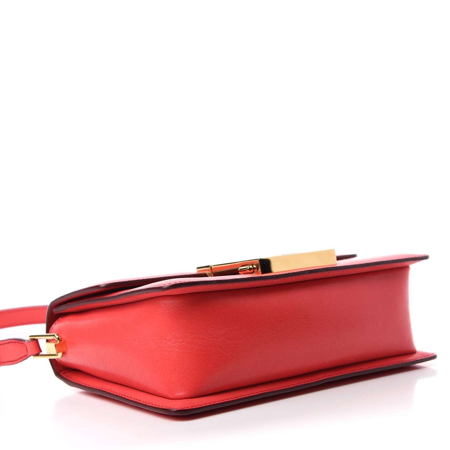 Shiny Goatskin T Clasp Shoulder Bag Red