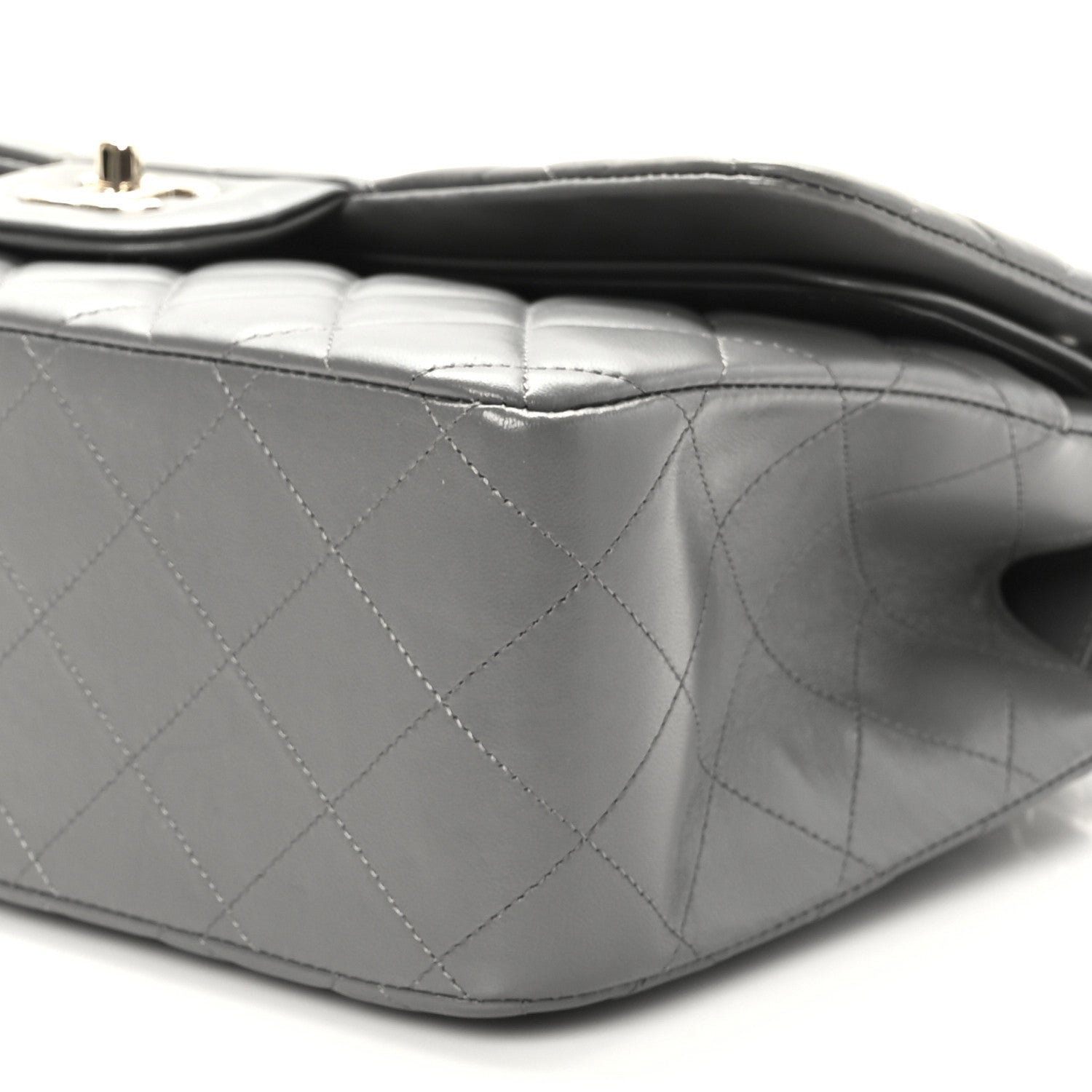 Chanel Lambskin Quilted Jumbo Double Flap Dark Grey 9 of 9