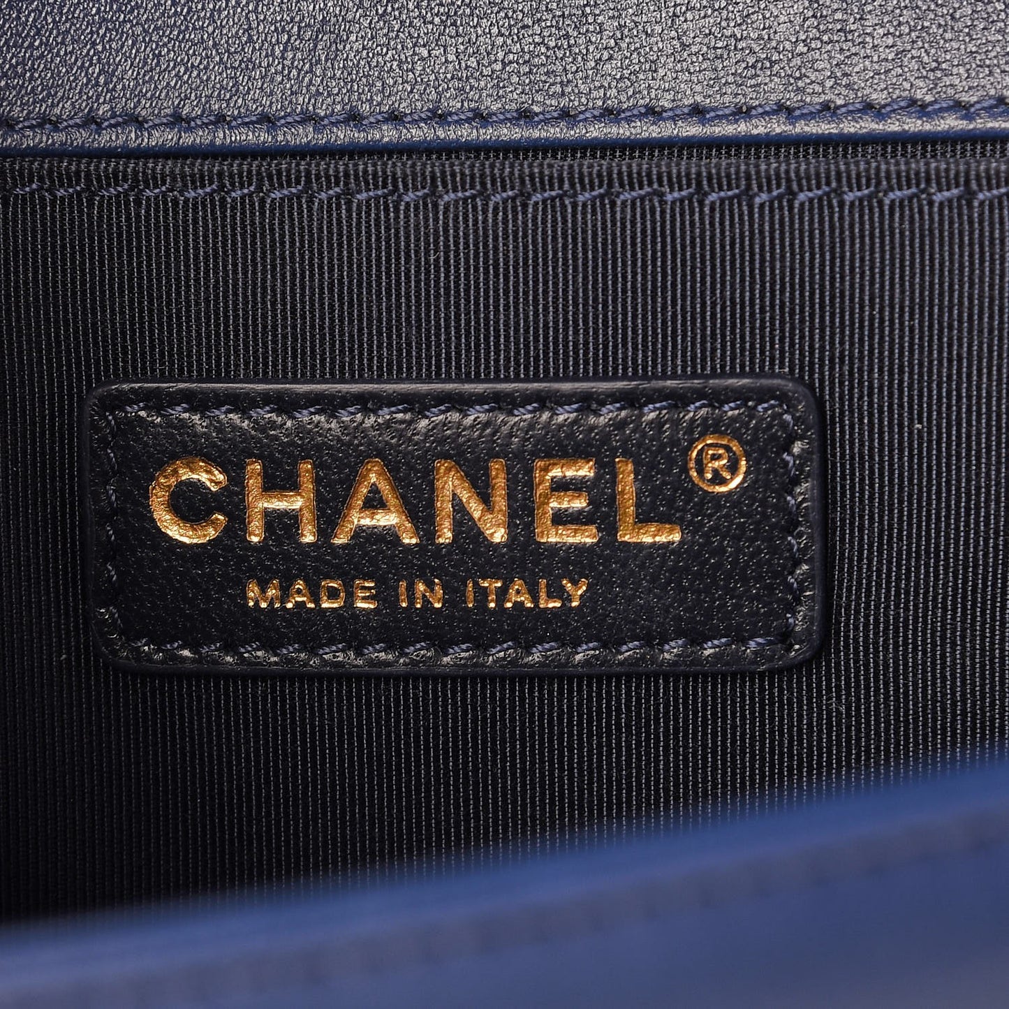Lambskin Quilted Medium Boy Flap Dark Blue