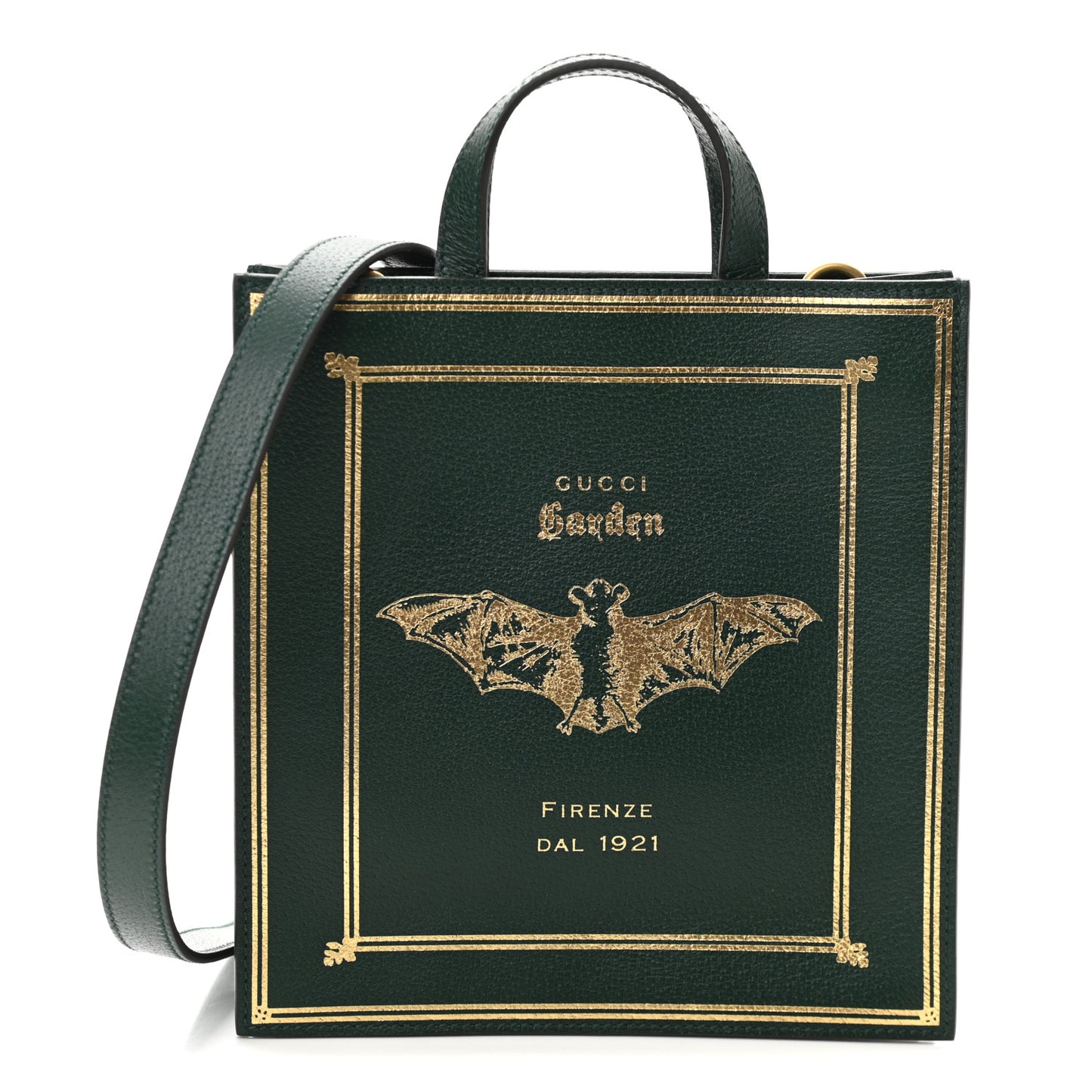 Calfskin Garden Bat Vertical Shopping Tote Green