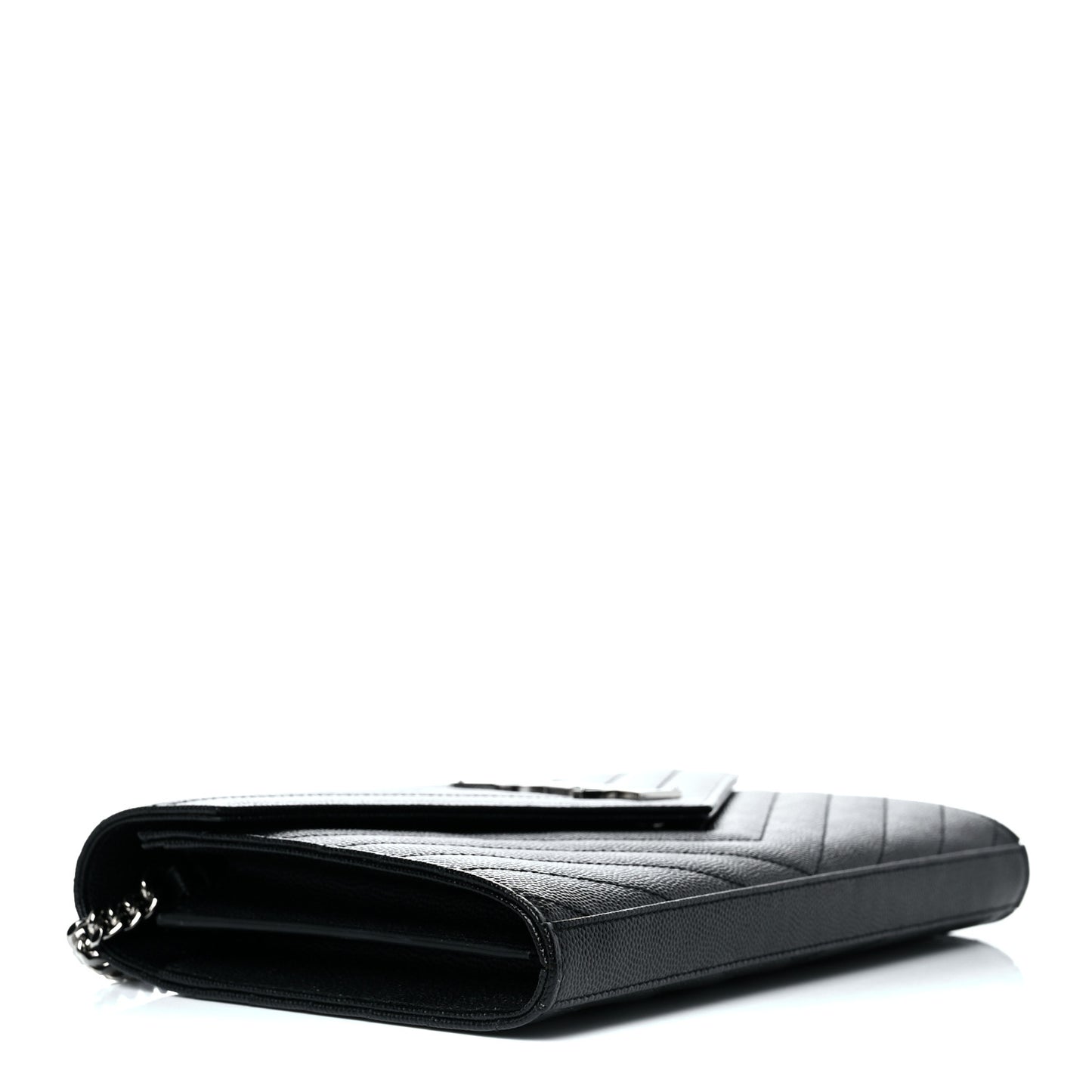 Grain De Poudre Matelasse Chevron Monogram Chain Wallet Black
