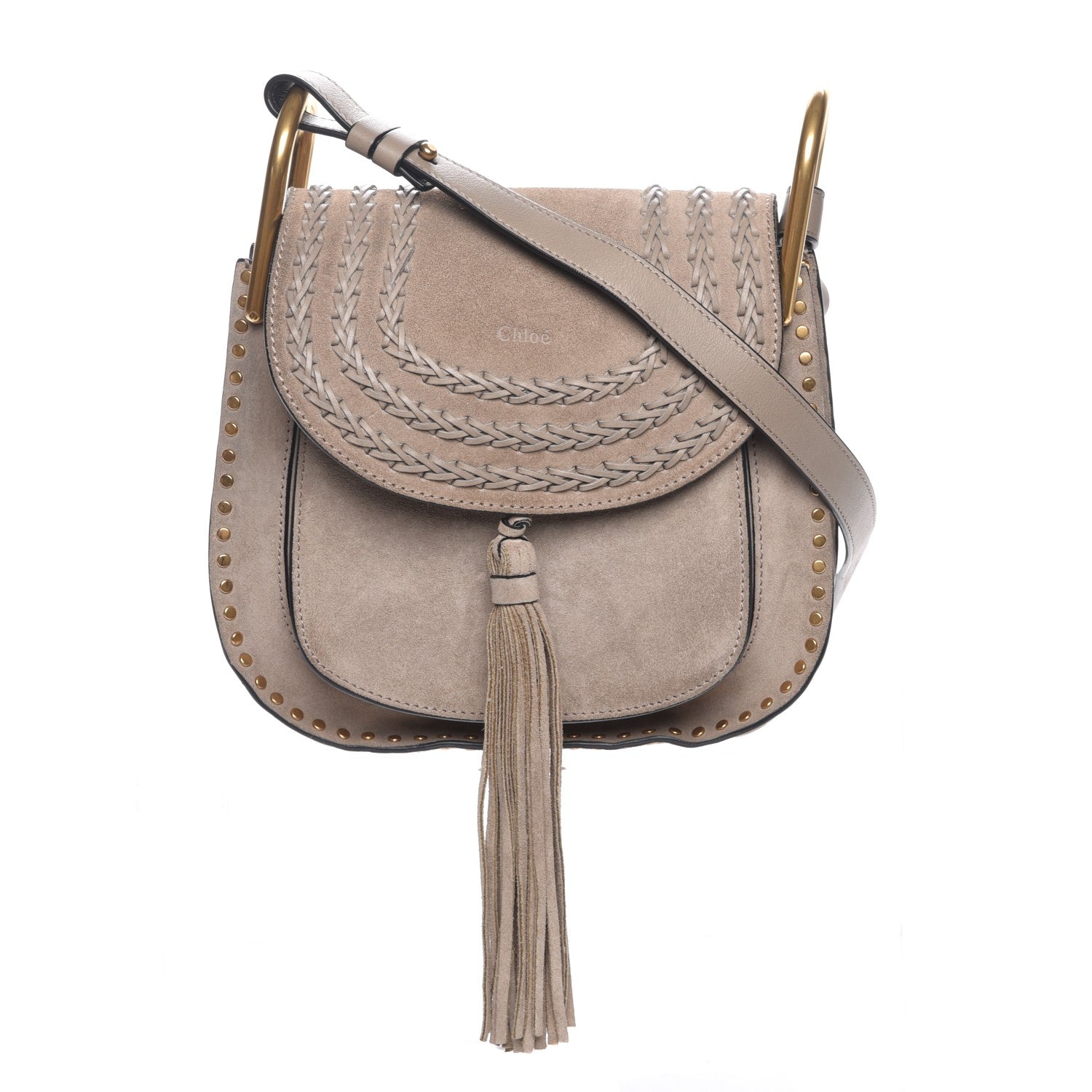 Chloe Suede Braided Small Hudson Shoulder Bag Motty Grey 1 of 7