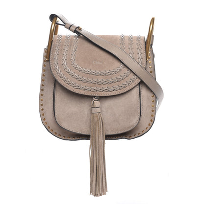 Chloe Suede Braided Small Hudson Shoulder Bag Motty Grey 1 of 7