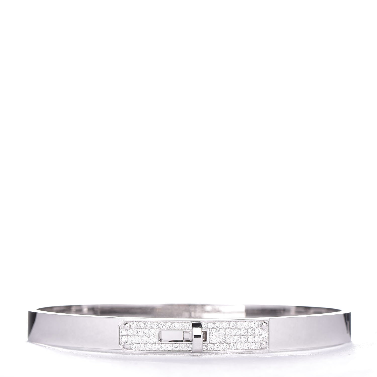 Hermes 18K White Gold Diamond PM Kelly Pave Bracelet SH 1 of 4