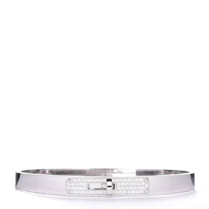 Hermes 18K White Gold Diamond PM Kelly Pave Bracelet SH 1 of 4